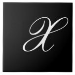 X Monogram Initial White on Black Tile<br><div class="desc">Classic White Letter Monogram on Black Background,  X.</div>