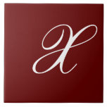 X Monogram Initial White on Dark Red Tile<br><div class="desc">Classic White Letter Monogram on Dark Red Background,  X.</div>