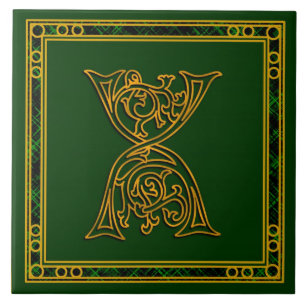 X Monogram “Irish Gold on Green” Ceramic Tile