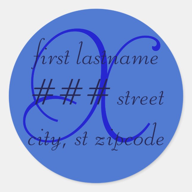 "X" monogram return address label - personalize (Front)