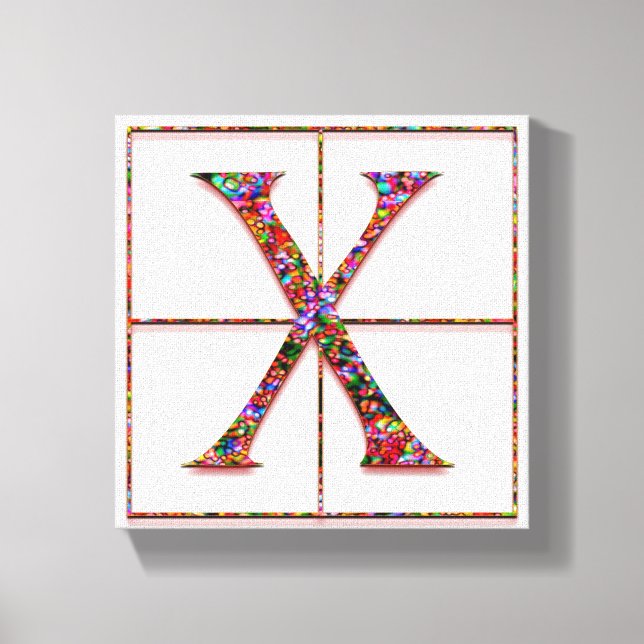 X Monogram Trajanus Red design 8"x8" Canvas Print (Front)