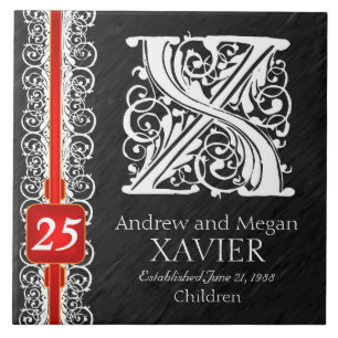 X Monogram "White Lace on Black" Anniversary Tile