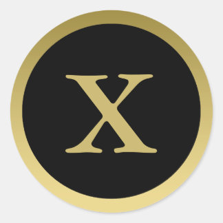 X :: Monogram X Elegant Gold and Black Sticker