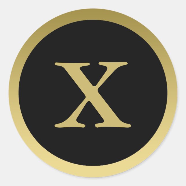 X :: Monogram X Elegant Gold and Black Sticker (Front)