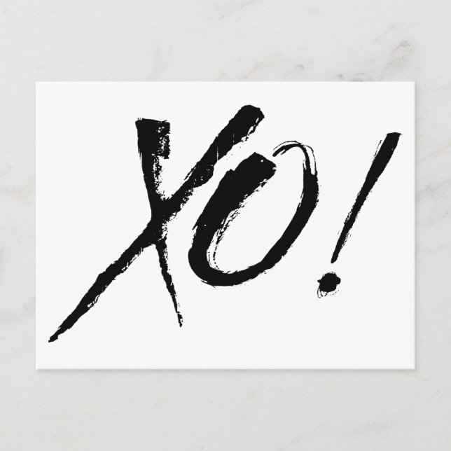 X&O Hugs And Kisses Love Black & White Postcard (Front)