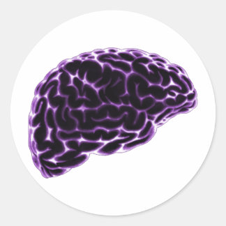 X-RAY BRAIN SIDE VIEW PURPLE CLASSIC ROUND STICKER