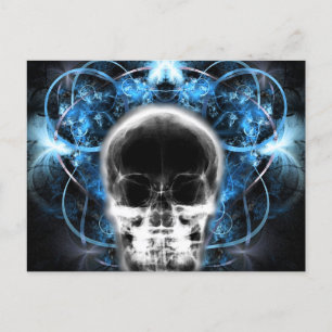 X-Ray Butterfly Fractal Skull - Blue Postcard
