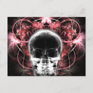X-Ray Butterfly Fractal Skull - Red Postcard