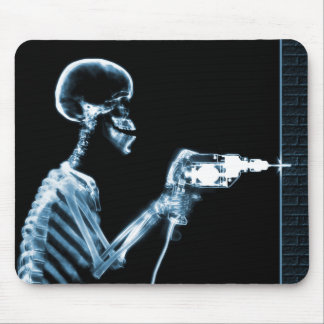 X-RAY CONSTRUCTION SKELETON DRILLING BLUE MOUSE PAD
