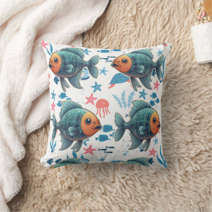 X-Ray Fish Under the Sea Print Throw Pillow
