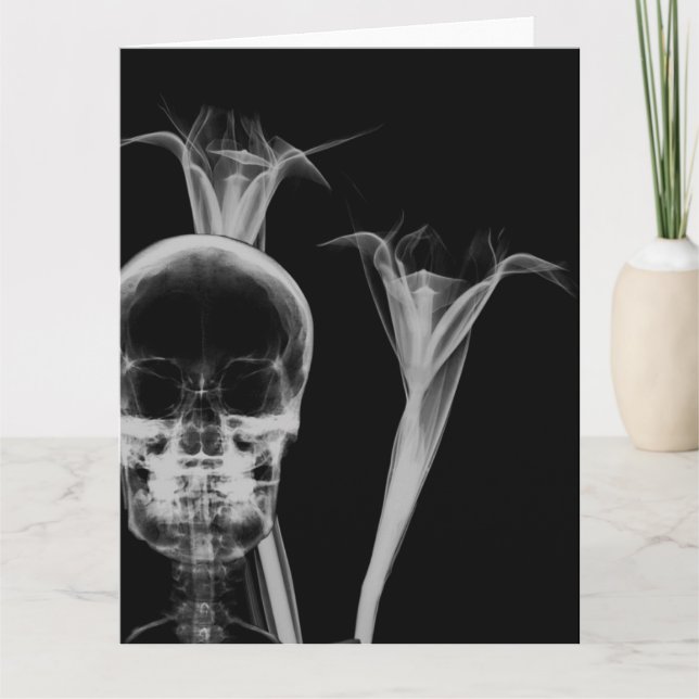 X-Ray Flowers & Skull - B&W Card (Front)