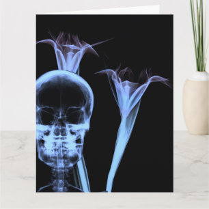 X-Ray Flowers & Skull - Blue Card