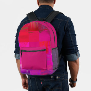 X-ray Girls Glitch Art Grid Hot Pink Printed Backpack