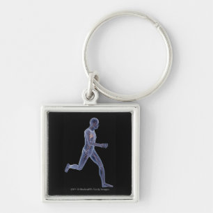 X-ray of the vascular system in a running man keychain