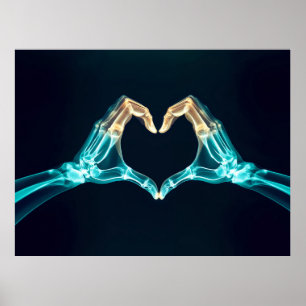 X-Ray of Two Hands in Heart Shape – Anatomical in  Poster