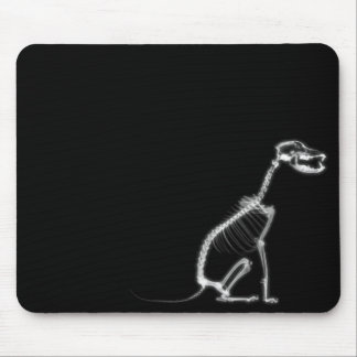 X-RAY PUPPY DOG SKELETON SITTING - B&W MOUSE PAD