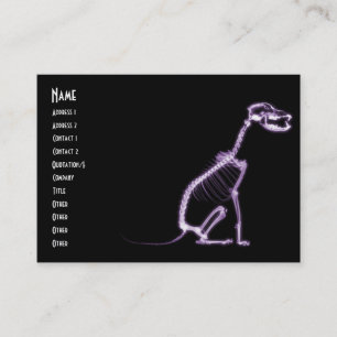 X-RAY PUPPY DOG SKELETON SITTING - PURPLE BUSINESS CARD