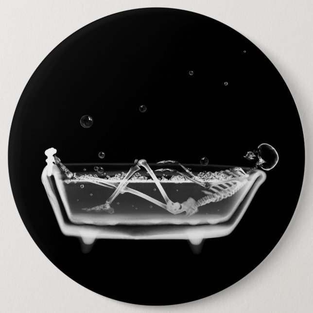 X-Ray Skeleton B&W Bath Time 6 Inch Round Button (Front)
