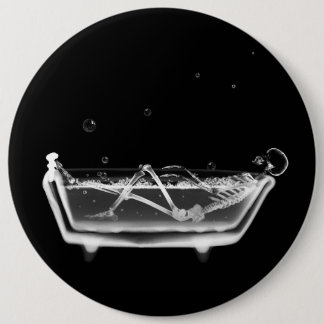 X-Ray Skeleton B&W Bath Time 6 Inch Round Button