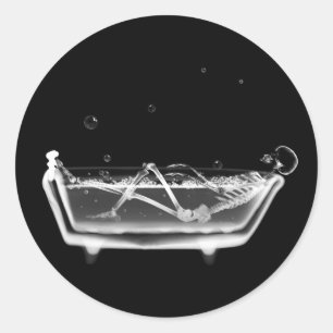X-Ray Skeleton B&W Bath Time Classic Round Sticker