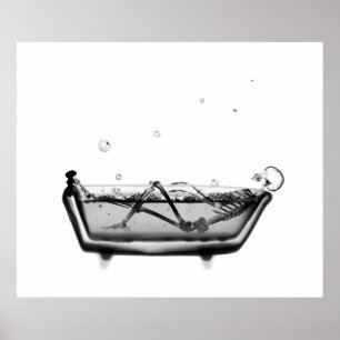 X-Ray Skeleton B&W Bath Time Poster