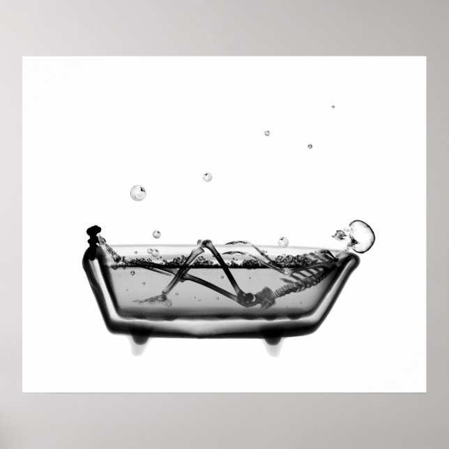 X-Ray Skeleton B&W Bath Time Poster (Front)