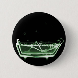 X-Ray Skeleton Bath Black Green 2 Inch Round Button