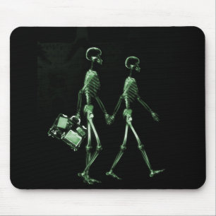X-Ray Skeleton Couple Travelling Black Green Mouse Pad