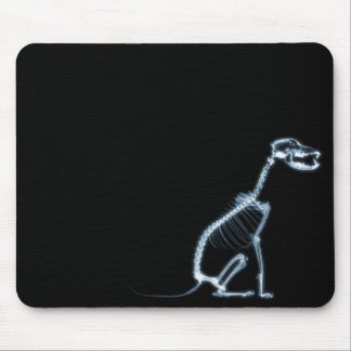 X-RAY SKELETON DOG SITTING - BLUE & BLACK MOUSE PAD