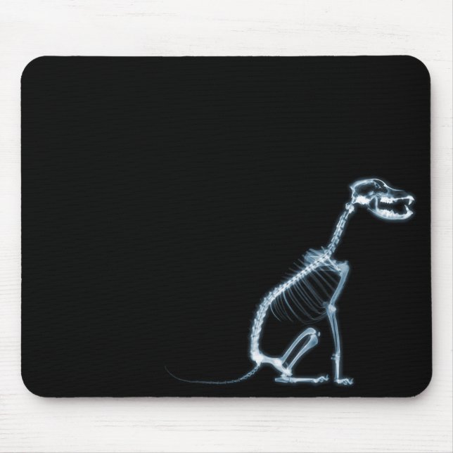 X-RAY SKELETON DOG SITTING - BLUE & BLACK MOUSE PAD (Front)