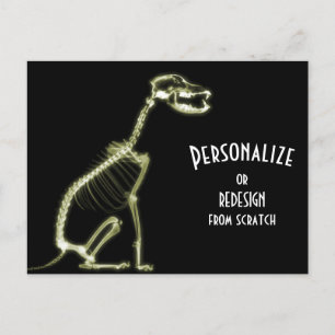 X-Ray Skeleton Dog - Yellow Postcard