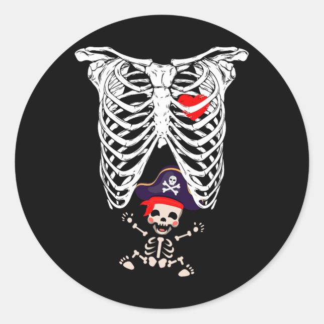 X-ray Skeleton Funny Pregnancy  Classic Round Sticker (Front)