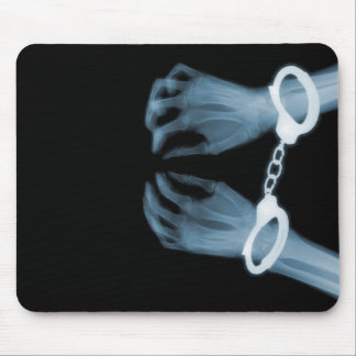 X-RAY SKELETON HAND CUFFS - BLUE MOUSE PAD