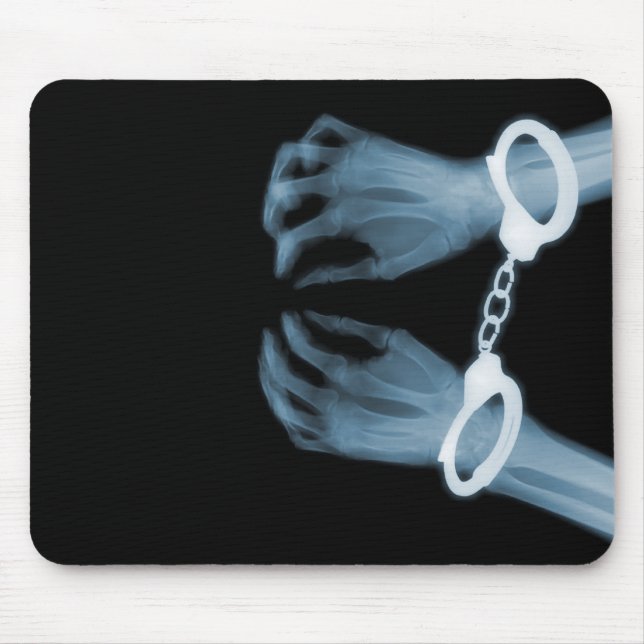 X-RAY SKELETON HAND CUFFS - BLUE MOUSE PAD (Front)