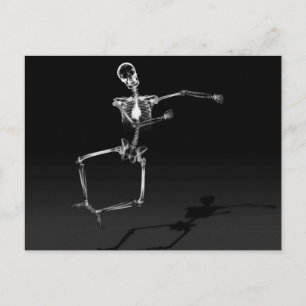 X-RAY SKELETON JOY LEAP B&W POSTCARD