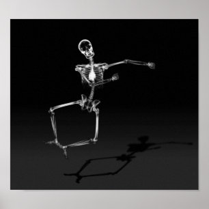 X-RAY SKELETON JOY LEAP B&W POSTER