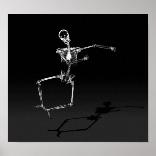 X-RAY SKELETON JOY LEAP B&W POSTER (Front)