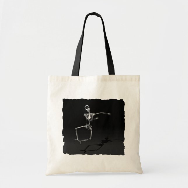 X-RAY SKELETON JOY LEAP B&W TOTE BAG (Front)
