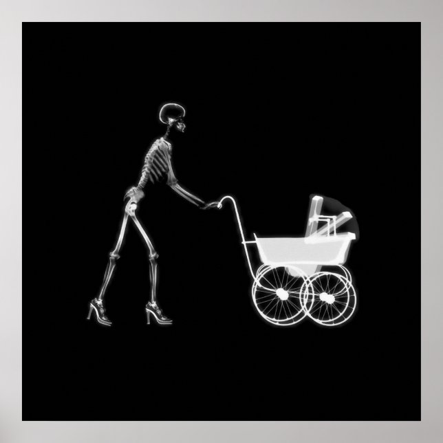 X-Ray Skeleton Mom & Baby - Original B&W Poster (Front)