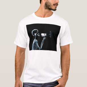 X-RAY SKELETON ON MEGAPHONE - BLUE T-Shirt