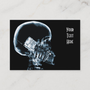 X-RAY SKELETON ON PHONE - BLUE BUSINESS CARD