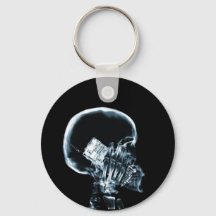 X-RAY SKELETON ON PHONE - BLUE KEYCHAIN