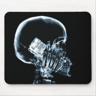 X-RAY SKELETON ON PHONE - BLUE MOUSE PAD
