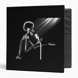 X-RAY SKELETON SINGING ON RETRO MIC - B&W BINDER