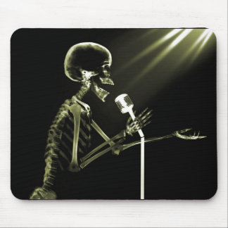 X-RAY SKELETON SINGING ON RETRO MIC - YELLOW MOUSE PAD