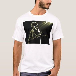 X-RAY SKELETON SINGING ON RETRO MIC - YELLOW T-Shirt