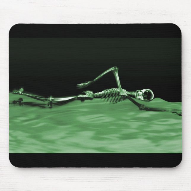 X-Ray Skeleton Swimming - Green Mouse Pad (Front)