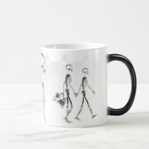 X-Ray Skeletons Afternoon Stroll Neg BW Magic Mug