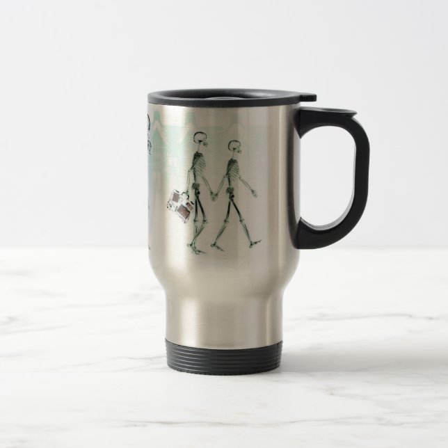 X-Ray Skeletons Afternoon Stroll Negative White Travel Mug (Right)