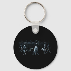X-Ray Skeletons Midnight Stroll Black Blue Keychain